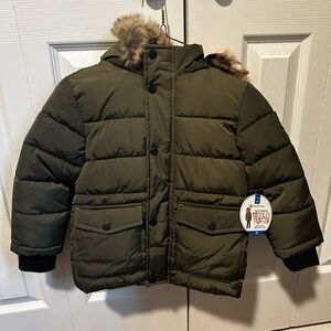 Olive Green Kids Puffer Jacket